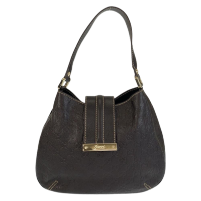 Vintage Brown Leather Gucci Shoulder Bag