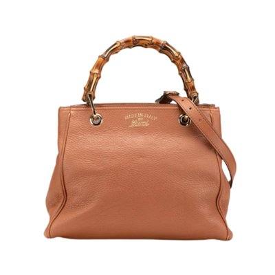 Vintage Brown Leather Gucci Bamboo