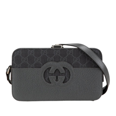 Grey Coated Canvas Gucci Crossbody Bag