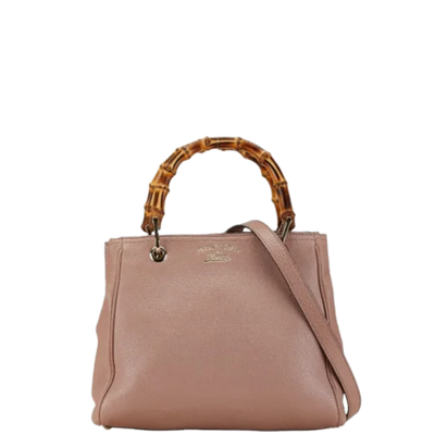 Pink Leather Gucci Bamboo