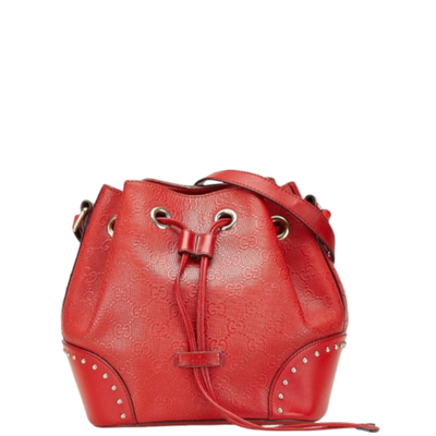 Pre-Owned Red Leather Gucci Crossbody Bag