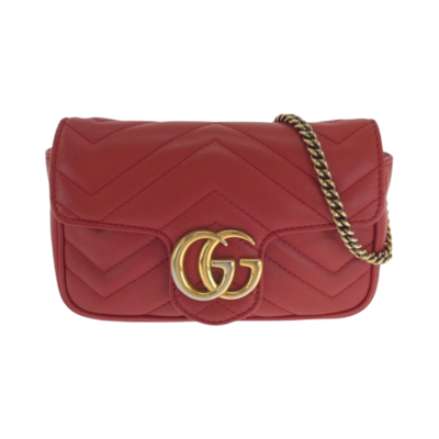 Pre-Owned Red Leather Gucci Marmont