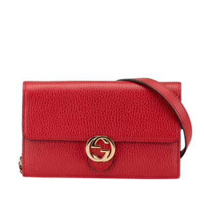 Red Leather Gucci Wallet On Chain