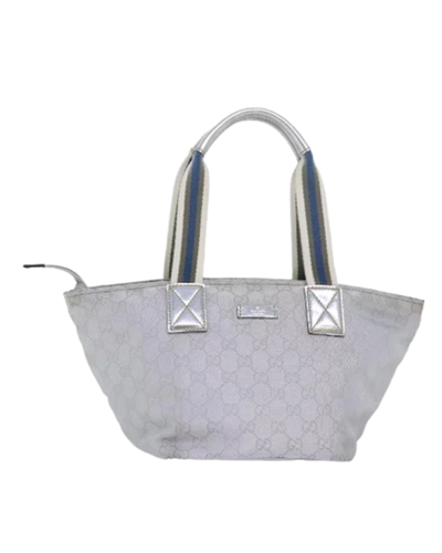 Silver Canvas Gucci Tote