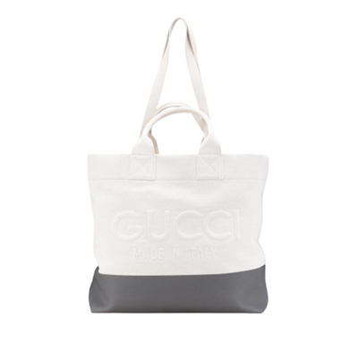 Vintage White Canvas Gucci Tote