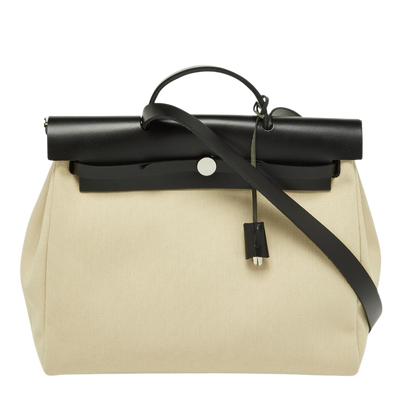 Pre-Owned Beige Canvas Hermes Handbag
