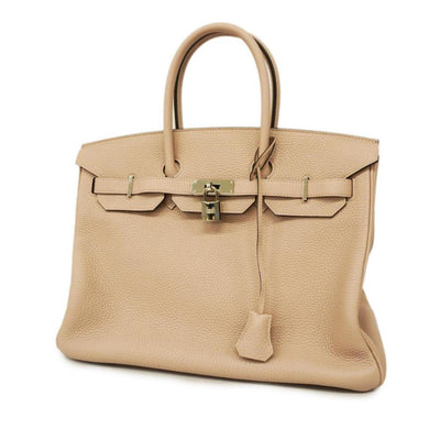 Pre-Owned Beige Fabric Hermes Handbag