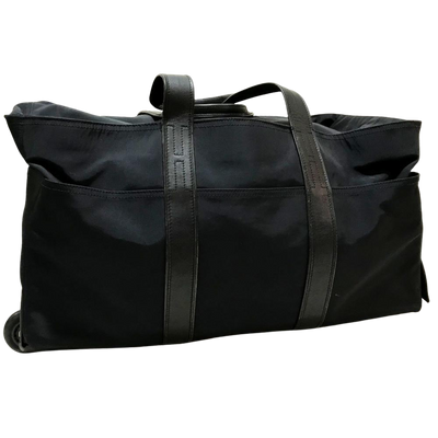 Vintage Black Fabric Hermes Travel Bag