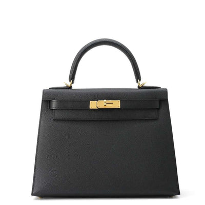 Pre-Owned Black Leather Hermes Kelly