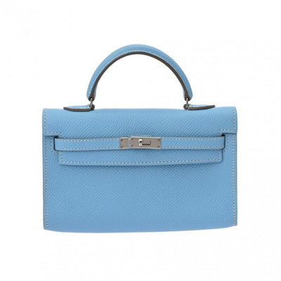 Blue Leather Hermes Handbag