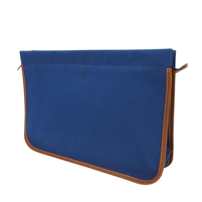 Vintage Brown Canvas Hermes Clutch