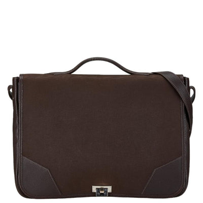 Vintage Brown Canvas Hermes Shoulder Bag
