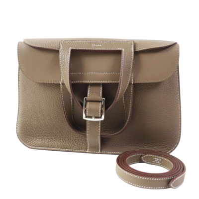 Grey Leather Hermes Shoulder Bag