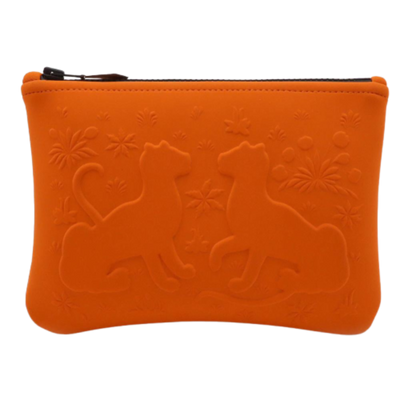 Pre-Owned Orange Canvas Hermes Clutch