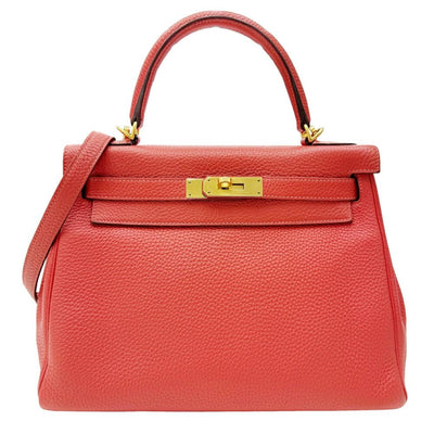 Pre-Owned Orange Leather Hermes Kelly