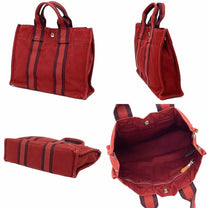 Thumbnail of Vintage Red Canvas Hermes Tote - Image 3