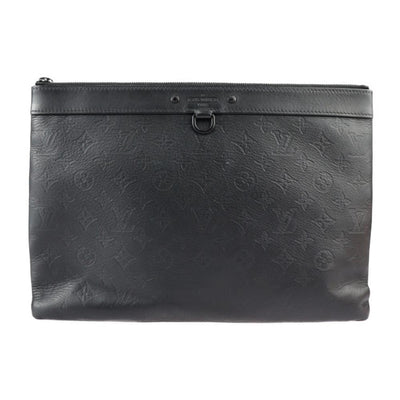 Pre-Owned Black Leather Louis Vuitton Clutch