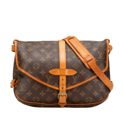 Pre-Owned Brown Canvas Louis Vuitton Saumur