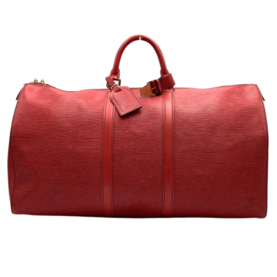 Vintage Red Leather Louis Vuitton Keepall
