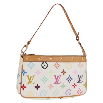Pre-Owned White Canvas Louis Vuitton Pochette Accessoires