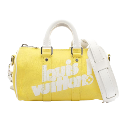 Pre-Owned Yellow Leather Louis Vuitton Keepall