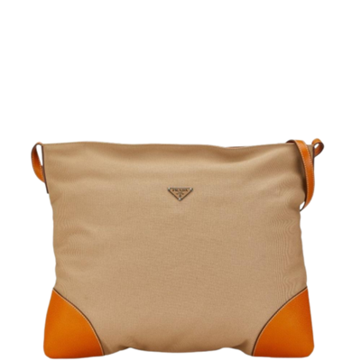 Pre-Owned Beige Canvas Prada Crossbody Bag