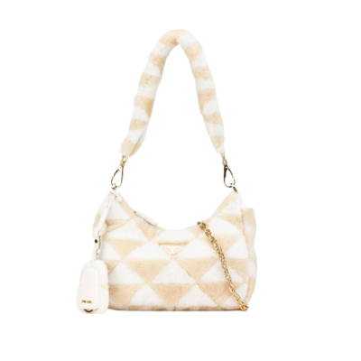 Beige Fur Prada Shoulder Bag