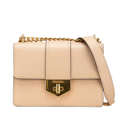Pre-Owned Beige Leather Prada Crossbody Bag