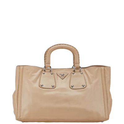 Vintage Beige Leather Prada Handbag