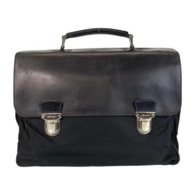 Pre-Owned Black Canvas Prada Briefcase