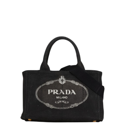 Pre-Owned Black Canvas Prada Canapa Tote