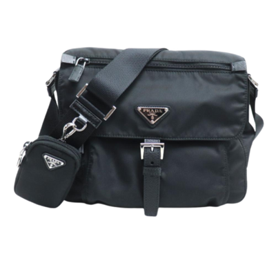 Pre-Owned Black Fabric Prada Shoulder Bag