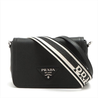 Vintage Black Leather Prada Shoulder Bag