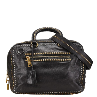 Vintage Black Leather Prada Handbag