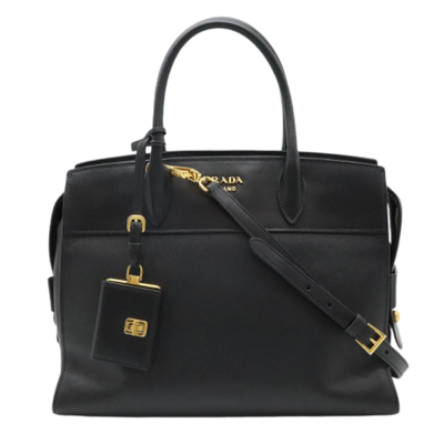 Black Leather Prada Handbag