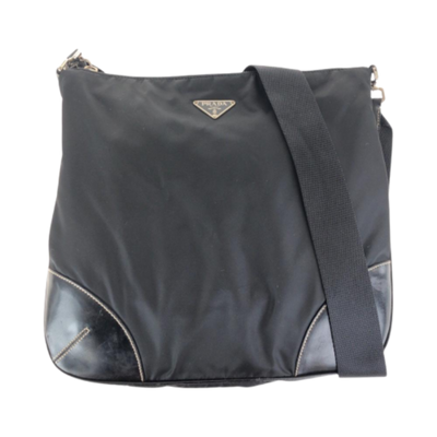 Pre-Owned Black Leather Prada Tessuto