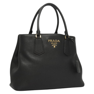 Black Leather Prada Handbag