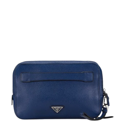 Blue Leather Prada Clutch