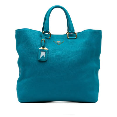 Pre-Owned Blue Leather Prada Tote