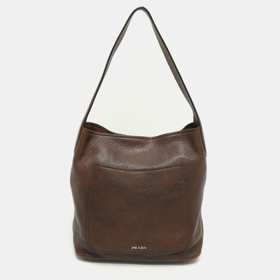Vintage Brown Leather Prada Handbag