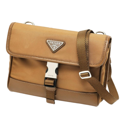 Vintage Brown Leather Prada Crossbody Bag