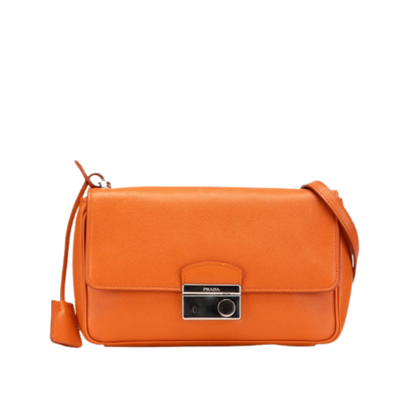 Vintage Orange Leather Prada Crossbody Bag