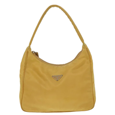 Yellow Fabric Prada Handbag