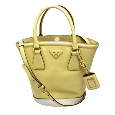 Pre-Owned Yellow Leather Prada Galleria Bag