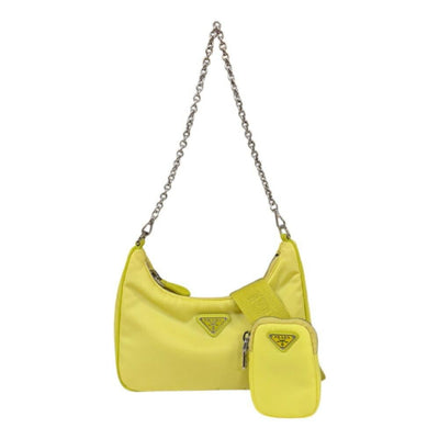 Pre-Owned Yellow Nylon Prada Shoulder Bag