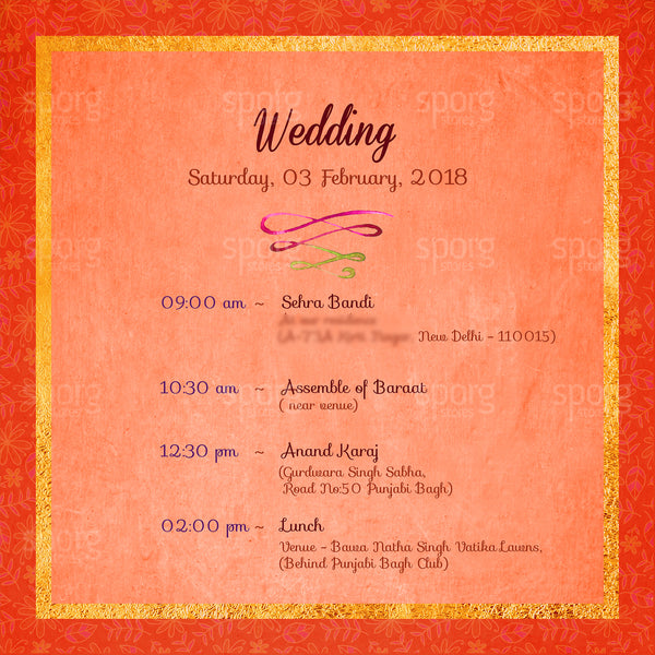 illustrated punjabi wedding invitation design - Indian wedding