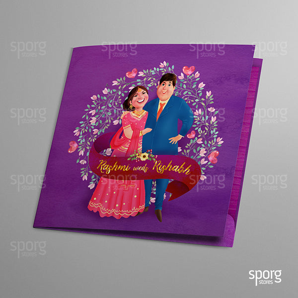 illustrated punjabi wedding invitation design - Indian wedding