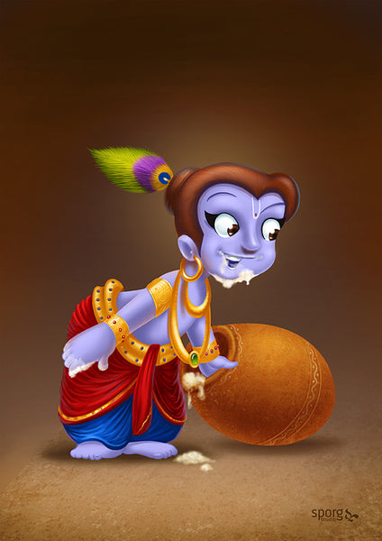 Little Krishna Artprint Poster - Butter Pot – SPORG Stores