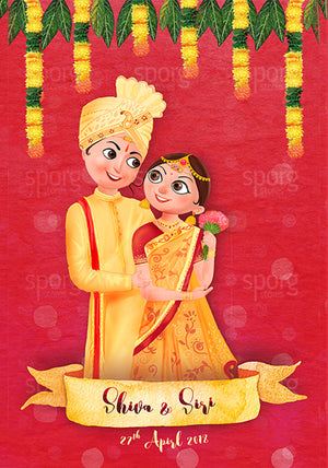 Illustrated Telugu Hindu Wedding Invitation Sporg Stores