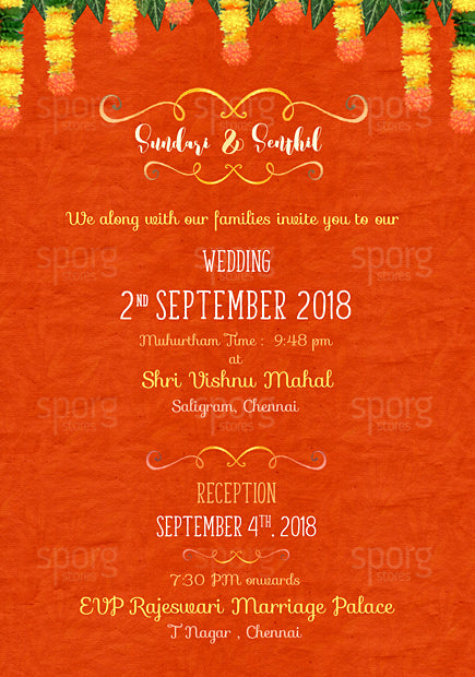 Illustrated Tamil Hindu Wedding Invitation – SPORG Stores